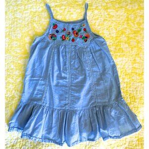 CAT & JACK Toddler Blue Chambray Embroidered Dress 3T EUC